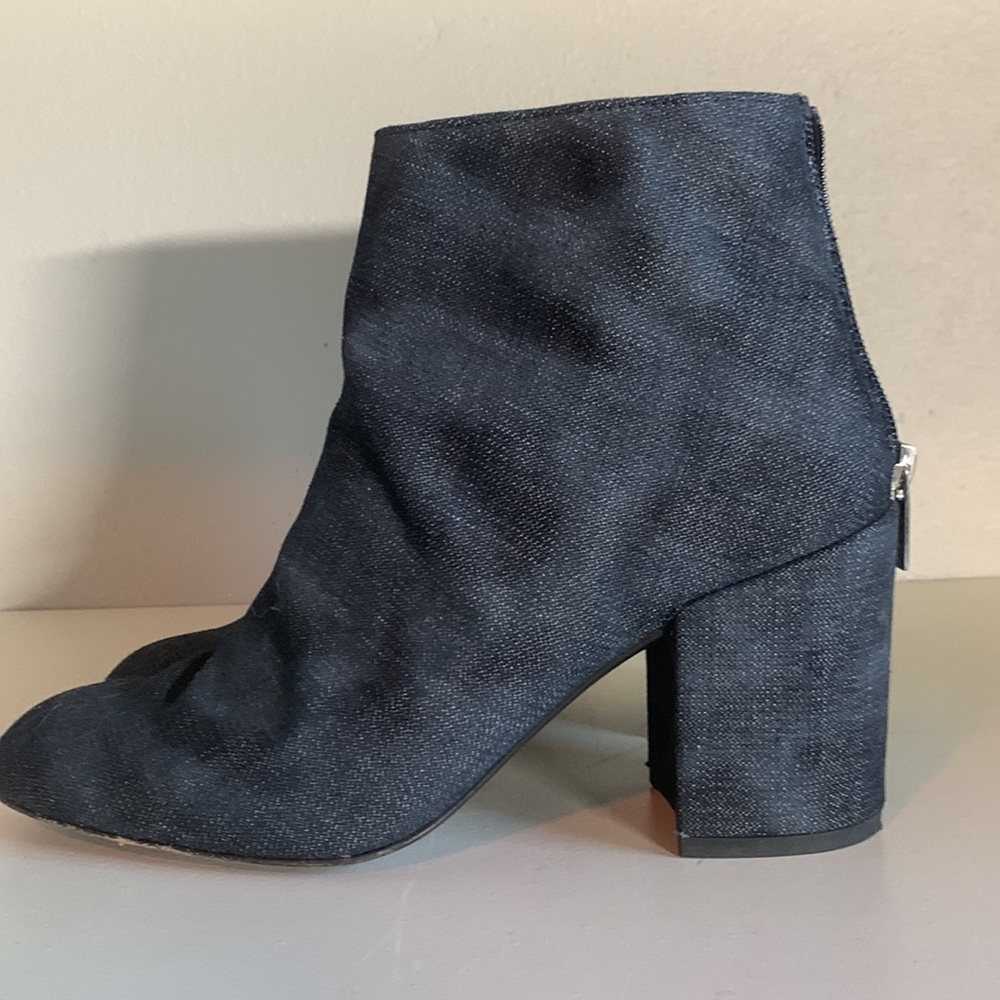 Stuart Weitzman Denim Block Heel Booties, Size 9